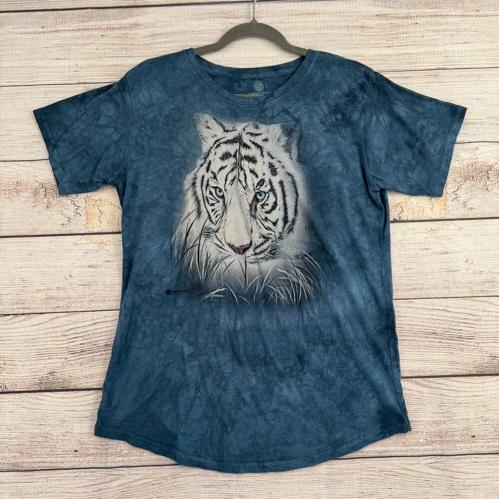 The Mountain Tie‎ Dye White Tiger T-Shirt Adult Large Blue Stretch